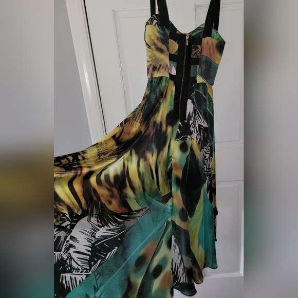 Bebe Multicolor Hi Low Flowy Sleeveless Summer Dress, Size XS - Picture 6 of 11